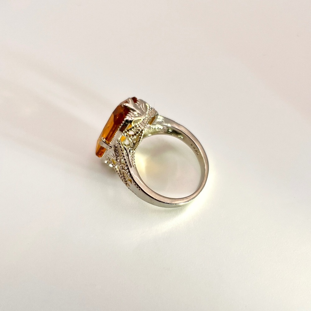 925 Sterling Silver Citrine Statement Ring - Picture 4 of 6